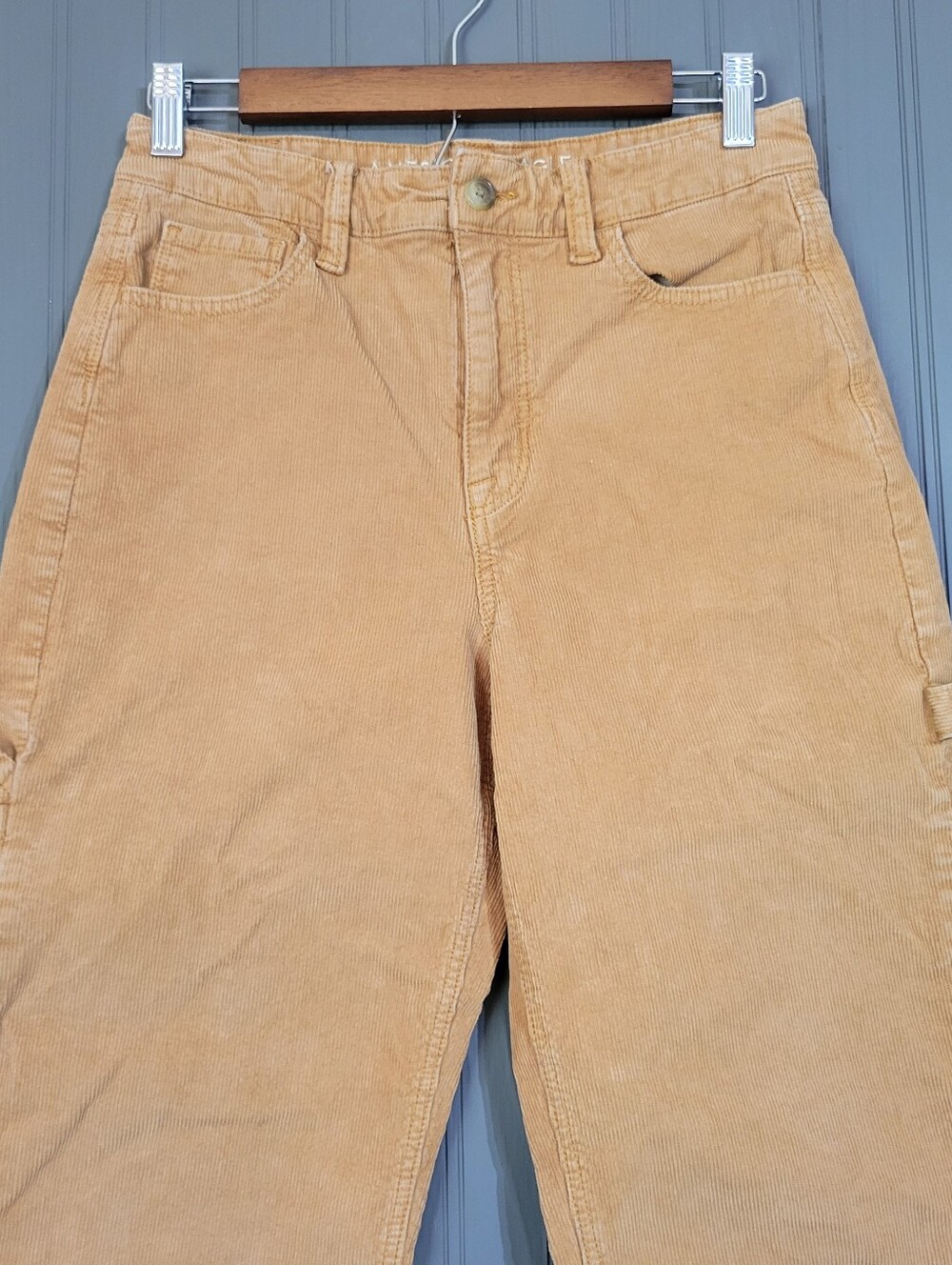 American Eagle Super Stretch Corduroy Cargo Carpenter Pants Brown Women's 4 - Picture 3 of 9
